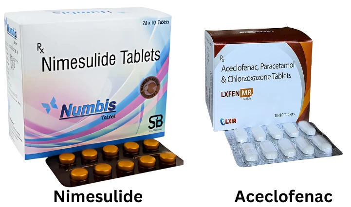 Nimesulide vs Aceclofenac Comparison,composition, uses, side effects